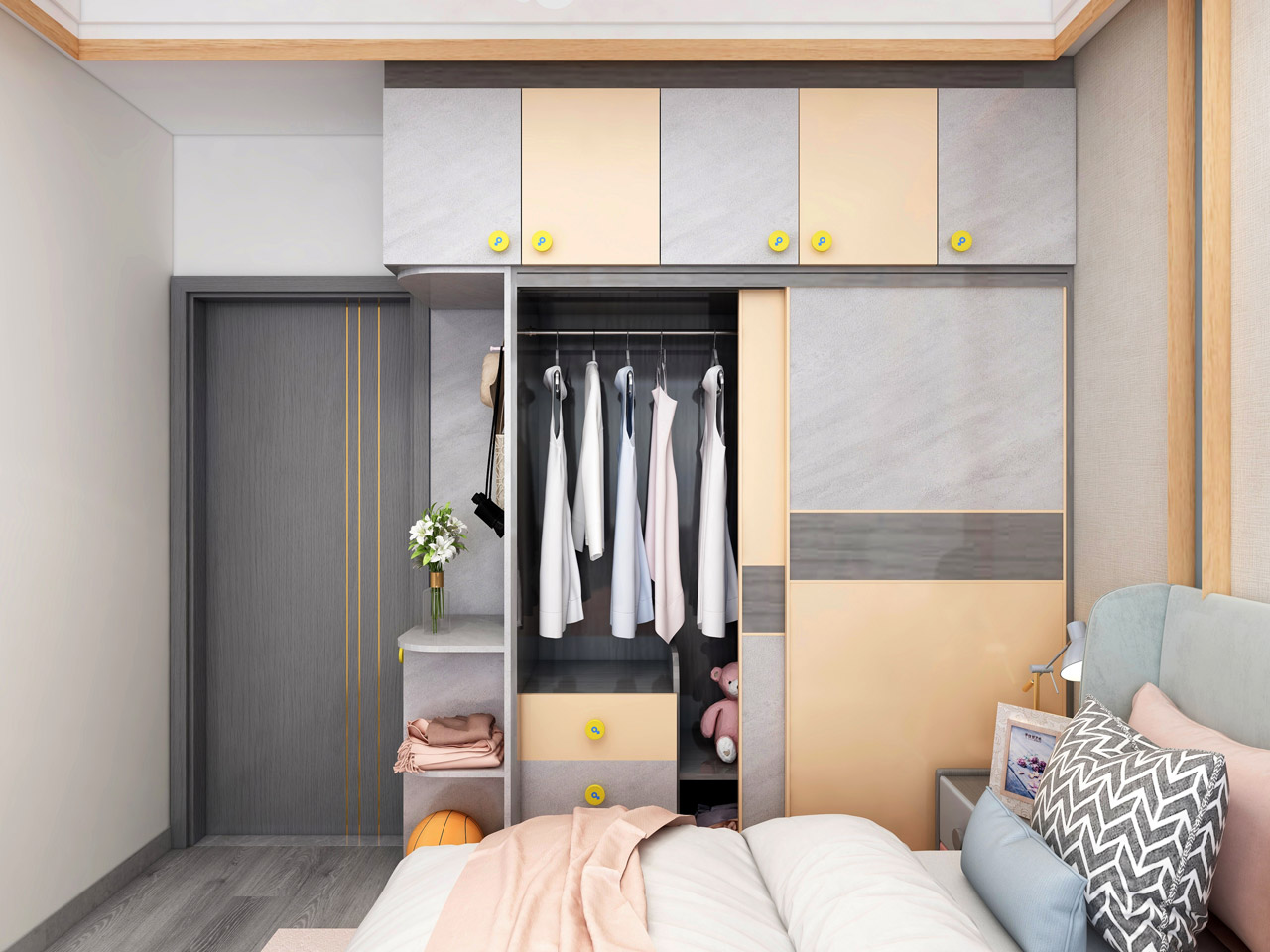现代简约风格儿童房衣柜